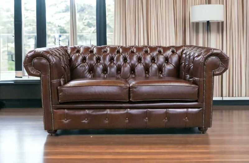 Product photograph of Chesterfield 2 Seater Sofa Newcastle Cigar Leather from Designer Sofas 4U