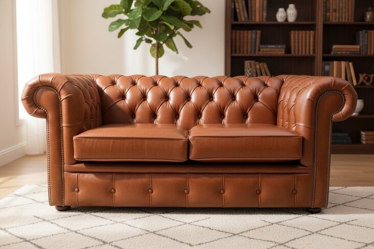 Chesterfield 2 Seater Sofa Newcastle Malt Leather
