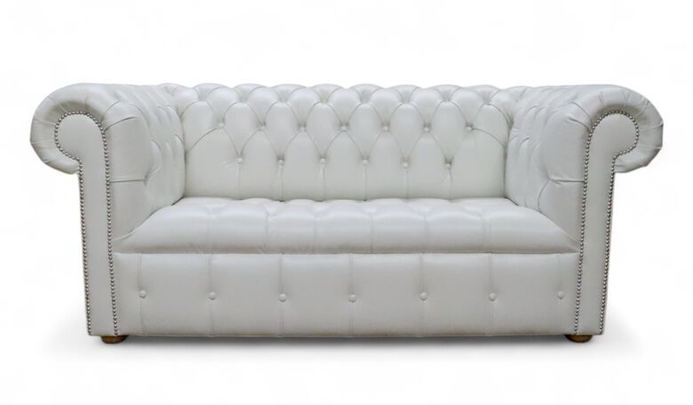 Chesterfield 2 Seater Sofa Settee Buttoned Seat Old English Ghost Real Leather