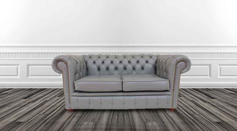 Product photograph of Belvedere Chesterfield 2 Seater Vele Iron Grey Leather Sofa from Designer Sofas 4U