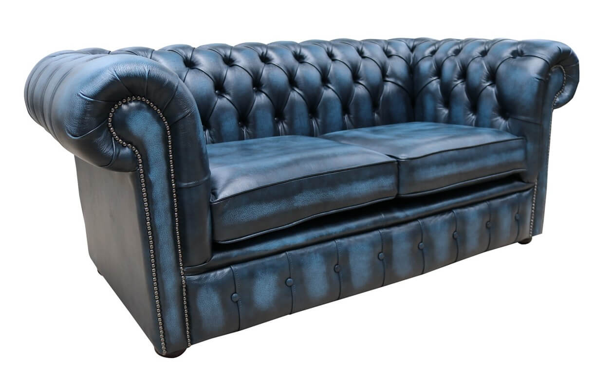 Loveseat Leather Chesterfield Settee, Antique Leather Loveseat