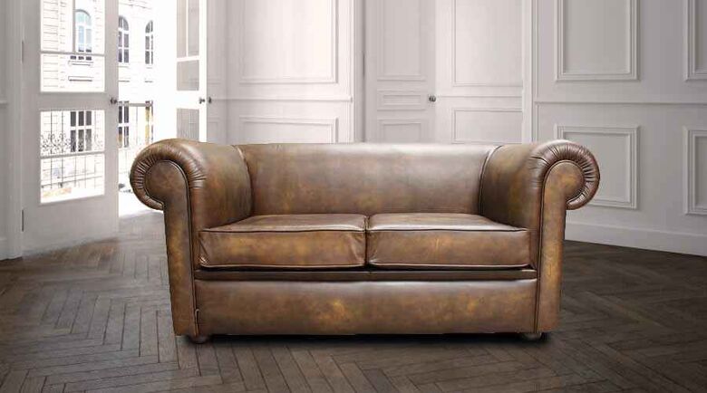 Chesterfield Berkeley 2 Seater Settee Antique Gold Leather Sofa