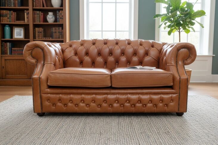 Chesterfield Buckingham 2 Seater Old English Bruciato Leather Sofa Offer