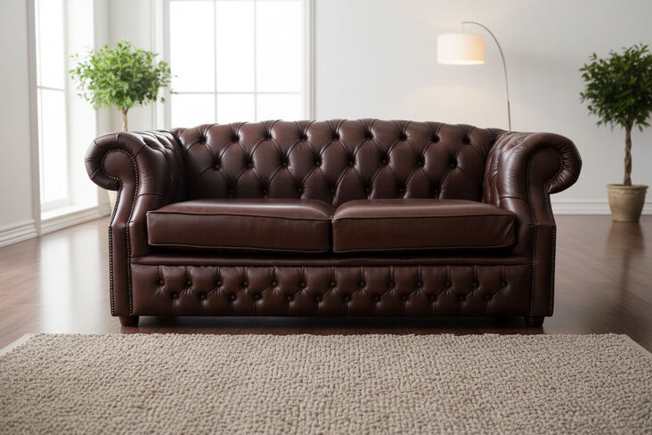 Chesterfield Buckingham 2 Seater Old English Dark Brown Leather Sofa Offer