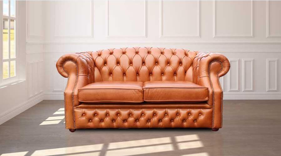 Old English Tan Leather Chesterfield Buckingham Seater Deal