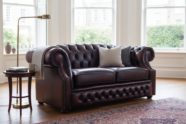 Chesterfield Buckingham 2 Seater Oxblood Leather Sofa Offer