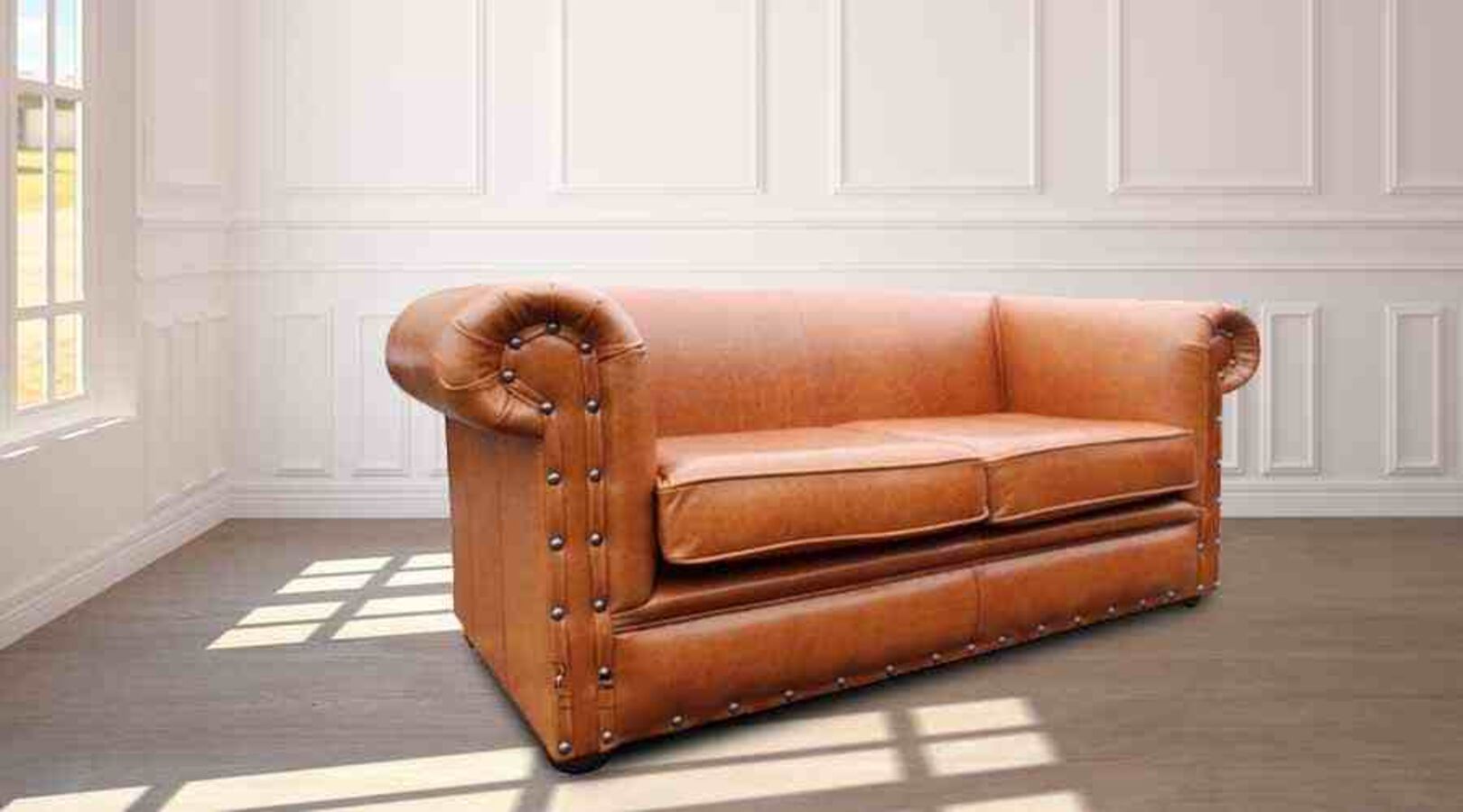 Settee Old English Saddle Leather Sofa, Saddle Leather Sofa Bed