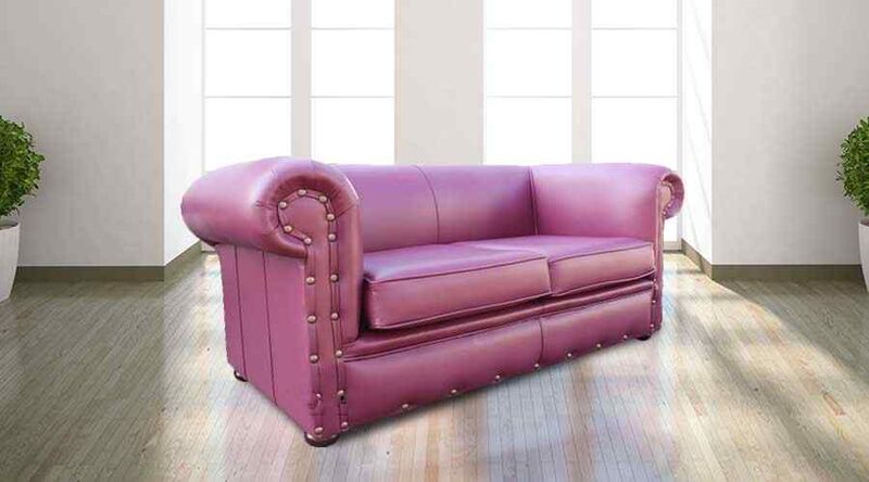 Product photograph of Chesterfield Decor 2 Seater Settee Vele Aubergine Leather Sofa from Designer Sofas 4U