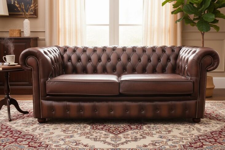 Chesterfield London 2.5 Seater Antique Brown Leather Sofa Settee Offer