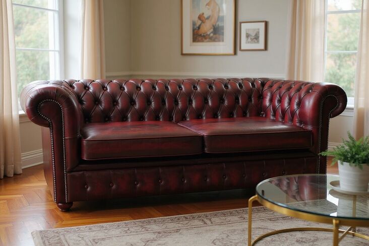 Chesterfield London 2.5 Seater Antique Oxblood Leather Sofa Settee Offer