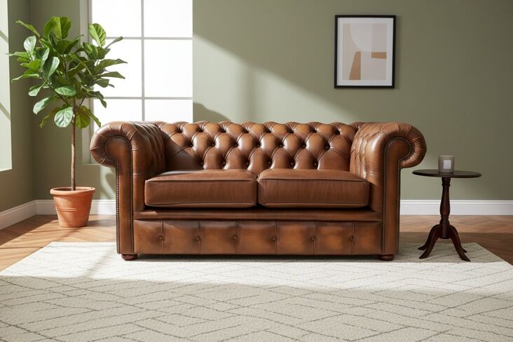 Chesterfield London 2 Seater Sofa Antique Tan Leather Offer