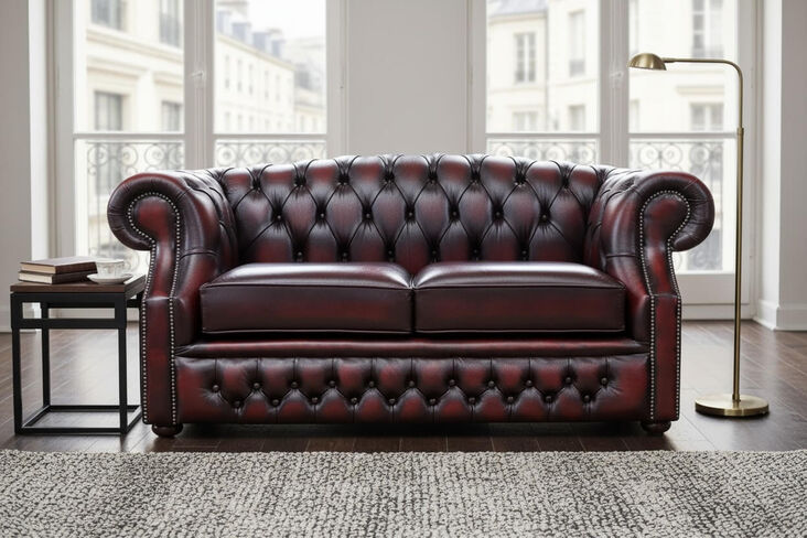 Chesterfield Oxley 2 Seater Oxblood Leather Sofa Offer
