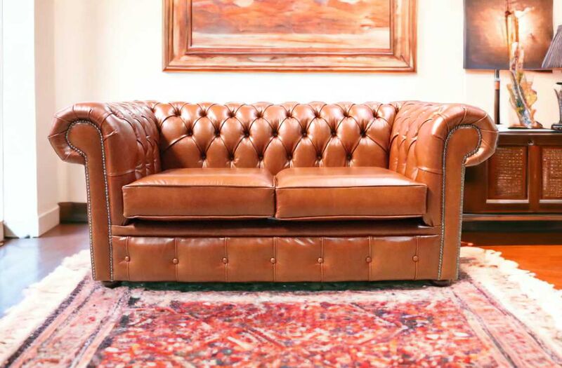 Product photograph of Chesterfield 2 Seater Sofa Newcastle Malt Leather from Designer Sofas 4U