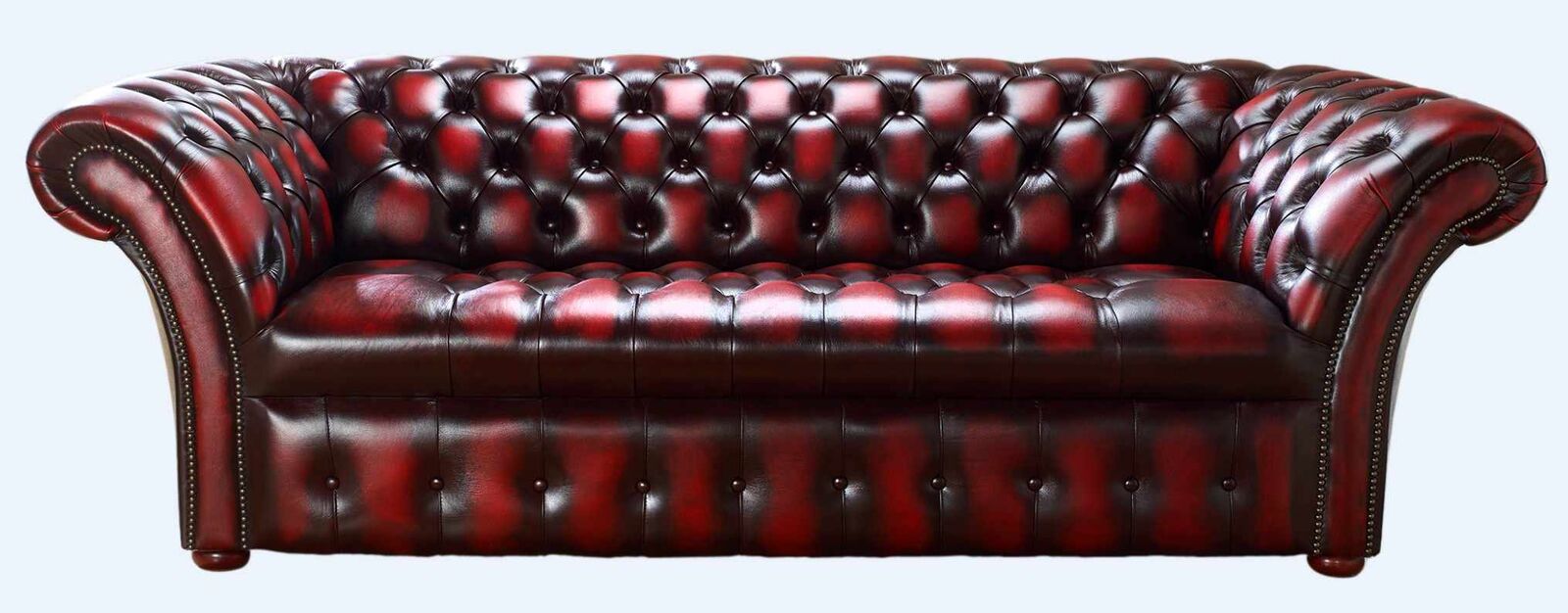 Product photograph of Chesterfield 3 Seater Balmoral Buttoned Seat Leather Sofa Antique Oxblood from Designer Sofas 4U