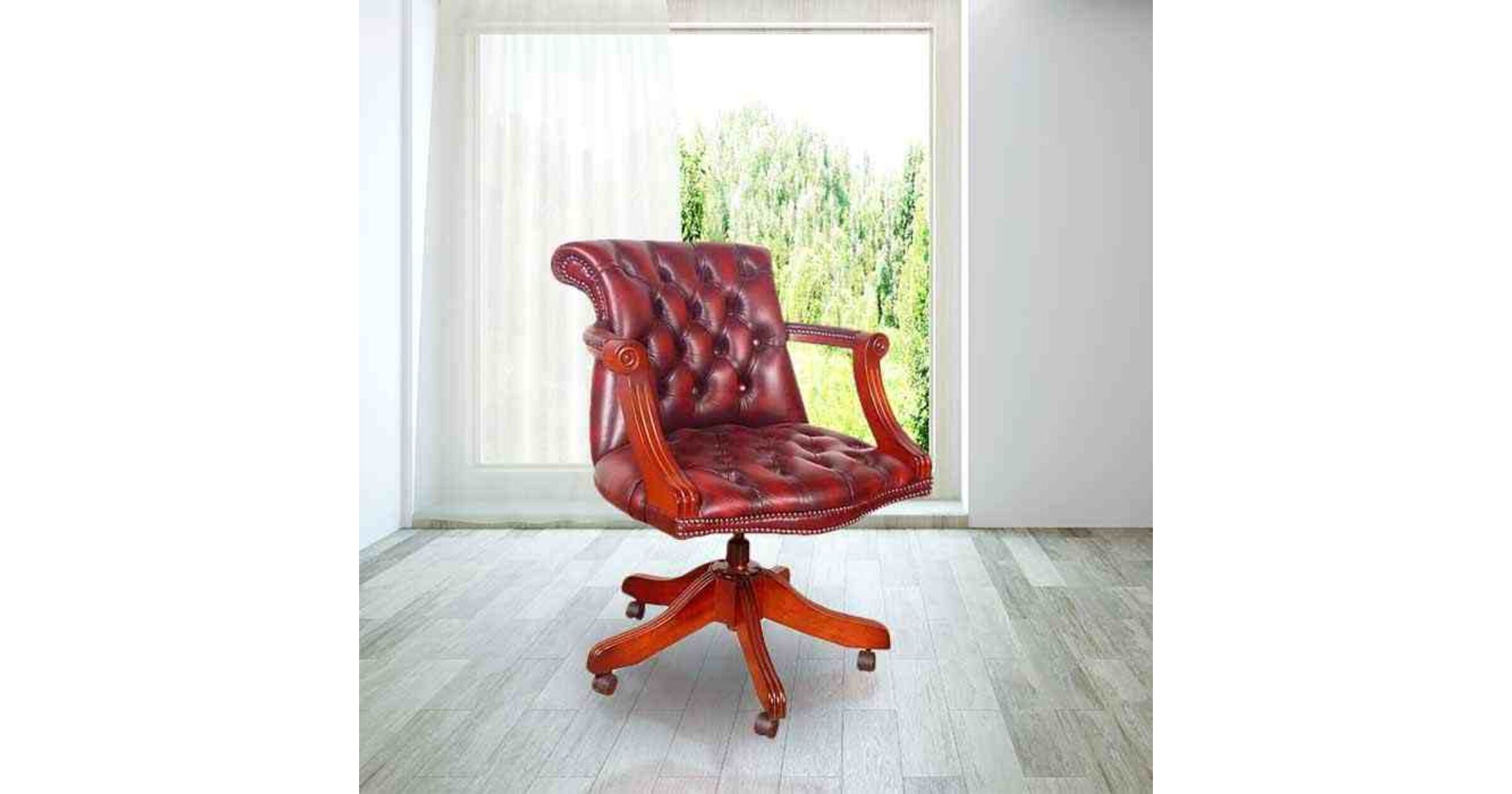 DesignerSofas4U Red Leather Chesterfield Admiral Chair