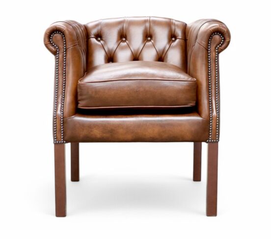 SPECIAL OFFER Chesterfield Devon Tub Chair Antique Tan Leather