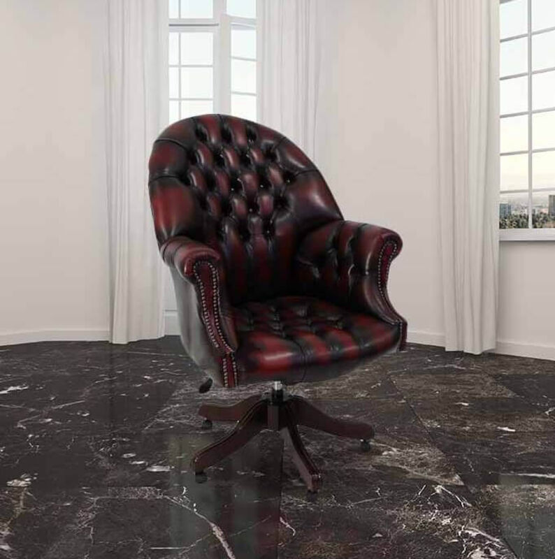 Product photograph of Chesterfield Directors Leather Office Chair Antique Oxblood from Designer Sofas 4U