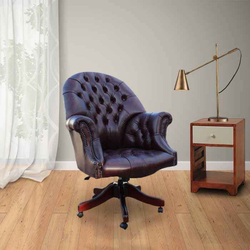 Product photograph of Chesterfield Directors Leather Office Chair Old English Red Brown from Designer Sofas 4U