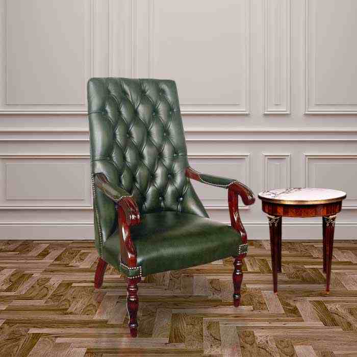 Leather Chesterfield Library Chair, Leather Library Chairs