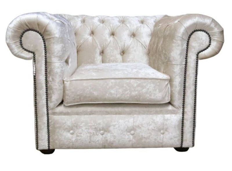 Product photograph of Chesterfield Low Back Club Armchair Senso Oyster Velvet Fabric from Designer Sofas 4U