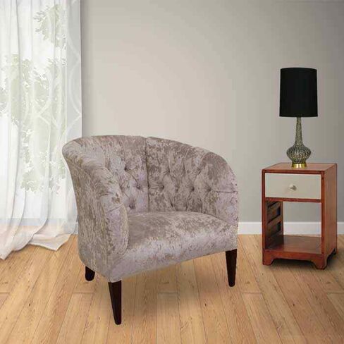 Chesterfield Mayfair Crystal Low Back Tub Chair Lustro Chalk Velvet