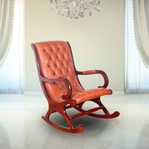 Chesterfield York Rocking Chair Old English Saddle Leather