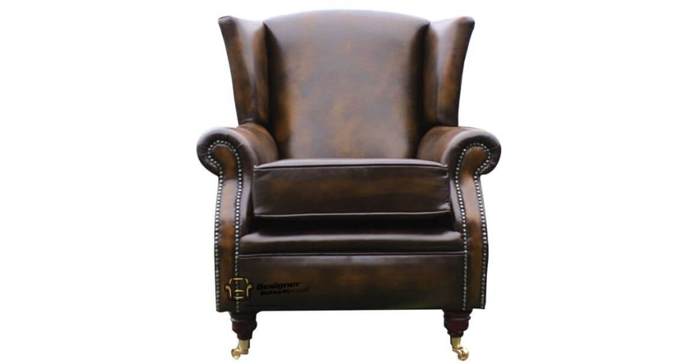 Southwold Wing Chair Fireside High Back Leather Armchair Antique Tan