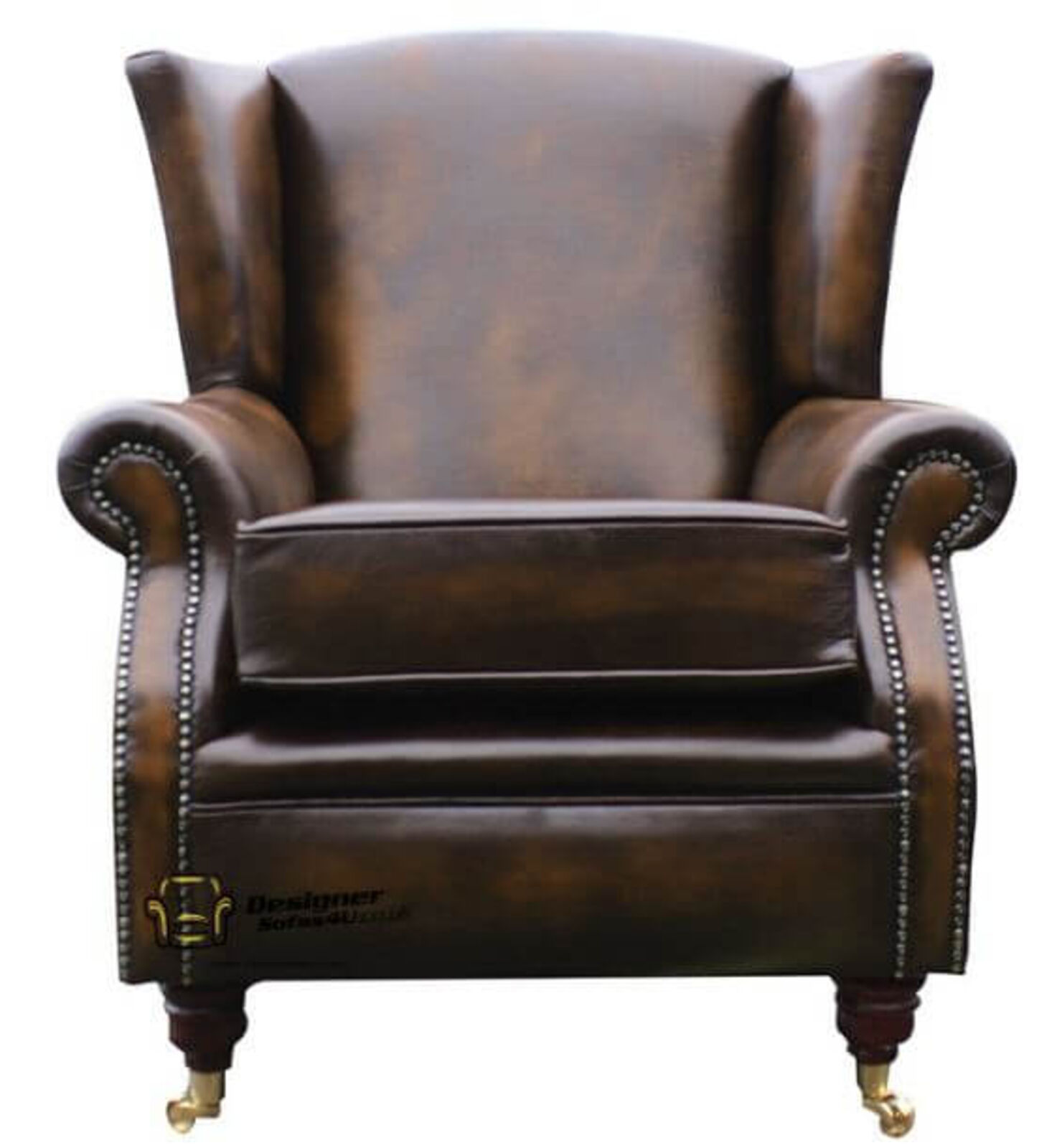 Product photograph of Southwold Wing Chair Fireside High Back Leather Armchair Antique Tan Leather from Designer Sofas 4U