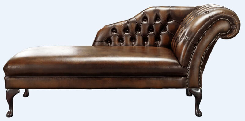 Product photograph of Chesterfield Chaise Antique Autumn Tan Leather Lounge Day Bed from Designer Sofas 4U