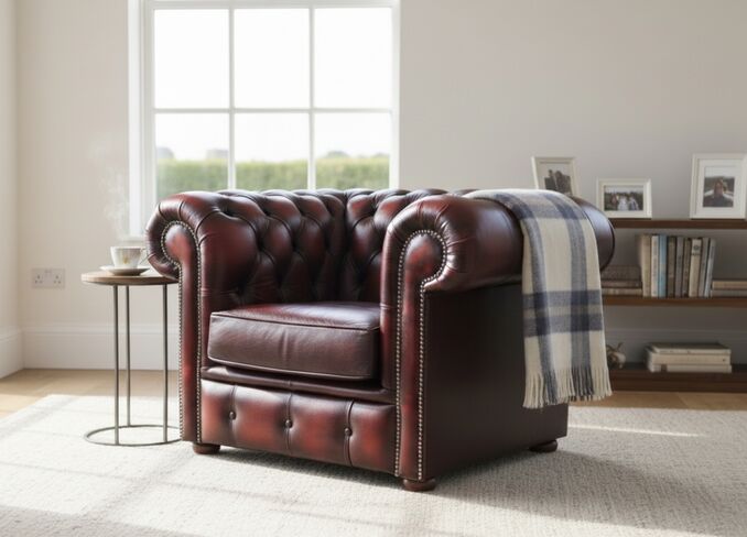 Chesterfield Antique Oxblood Real Leather Low Back Club Armchair