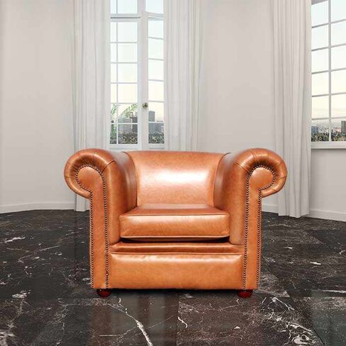 Chesterfield Berkeley Low Back Club ArmChair Old English Tan Leather