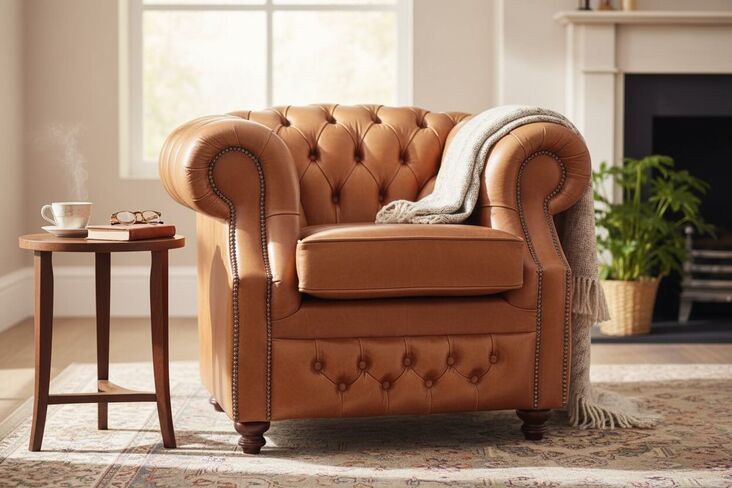 Chesterfield Buckingham Club ArmChair Aniline Old English Tan Real Leather
