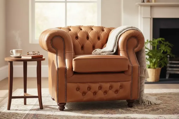 Chesterfield Buckingham Club ArmChair Aniline Old English Tan Real Leather