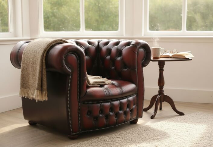 Chesterfield Claridge Buttoned Seat Club Chair Antique Oxblood Leather