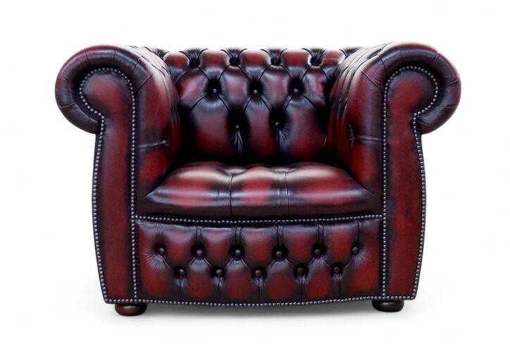 Chesterfield Claridge Buttoned Seat Club Chair Antique Oxblood Leather