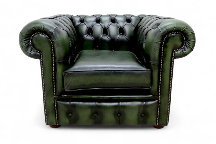 Chesterfield Club Chair Antique Green Leather