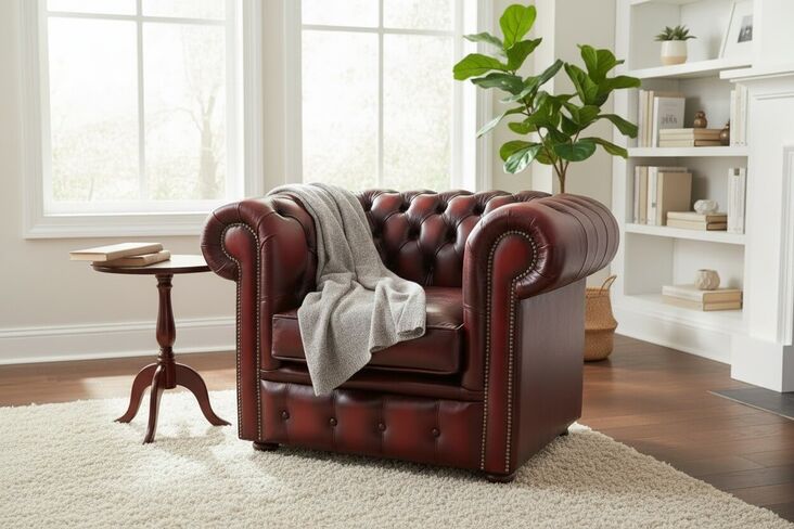 Chesterfield Club Chair Antique Oxblood Red Leather