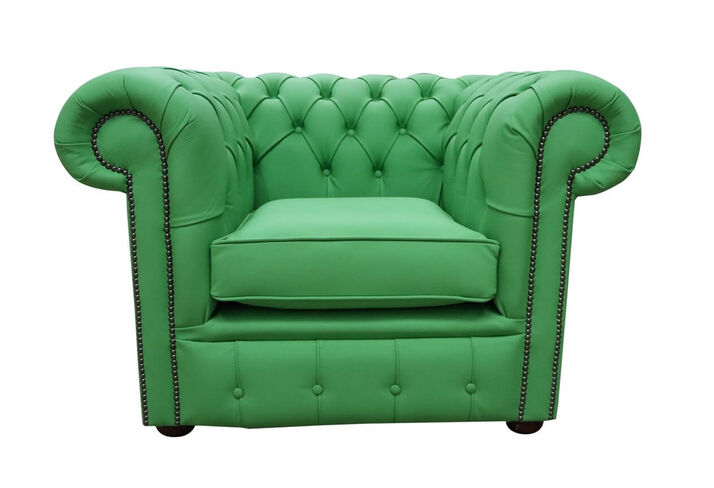 Chesterfield Low Back Club Armchair Apple Green Leather