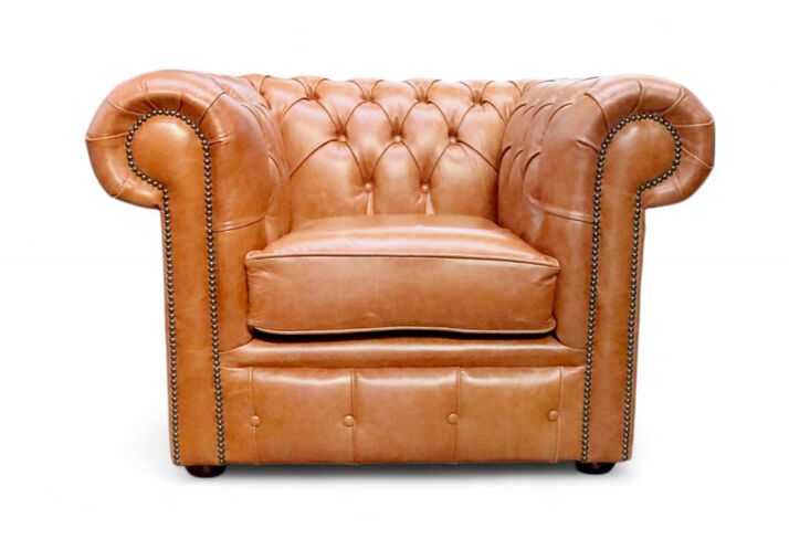 Chesterfield Club Chair Old English Bruciato Tan Leather