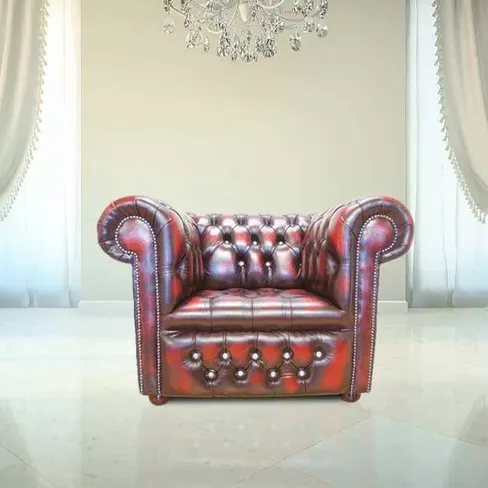 Chesterfield CRYSTALLIZED™ Elements Low Back ArmChair Oxblood Leather