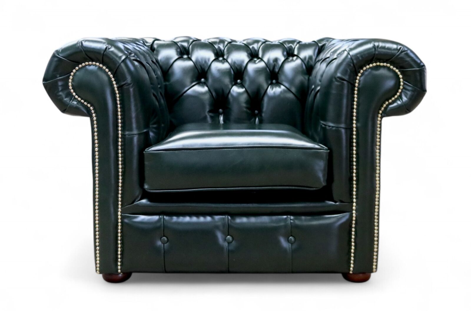 Chesterfield Leather Armchair Newcastle Green Classic Elegance & Timeless Comfort