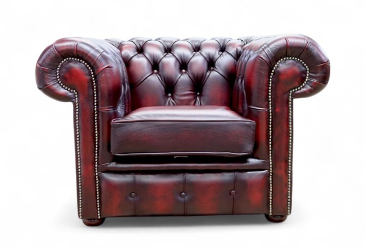 Chesterfield Low Back Club ArmChair Antique Oxblood Leather