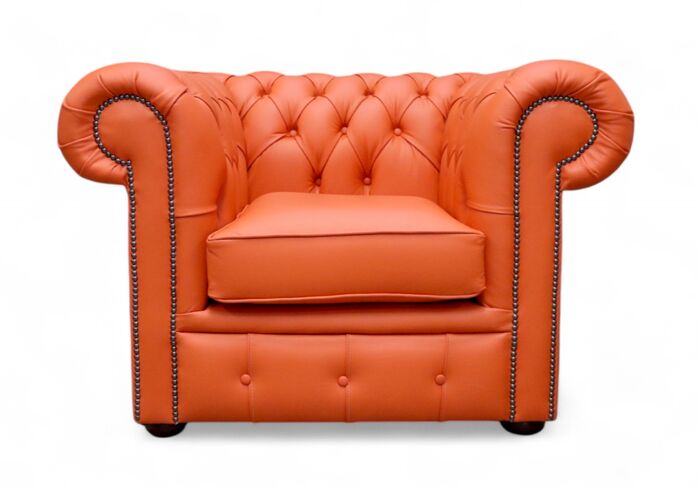 Chesterfield Low Back Club Armchair Orange Firestone Leather
