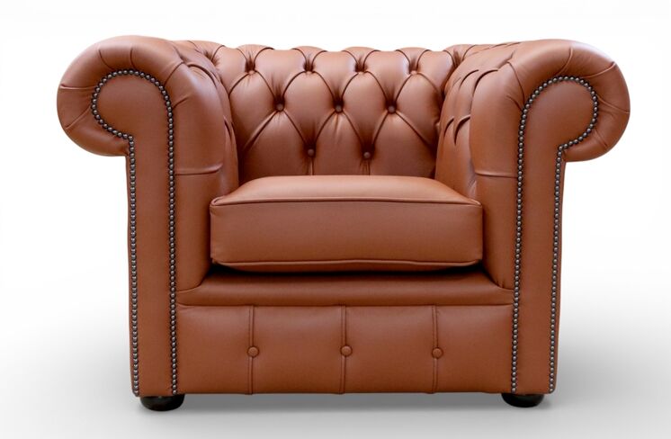 Chesterfield Low Back Club Chair Shelly Spice Leather