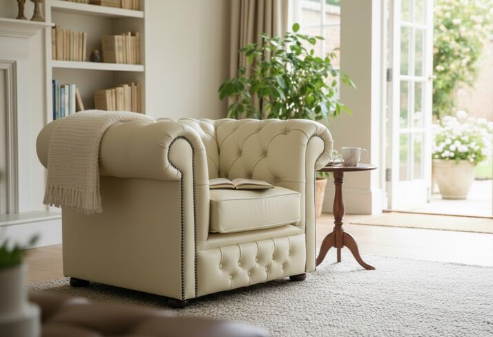 Chesterfield Winchester Low Back Club ArmChair Shelly Cream Leather