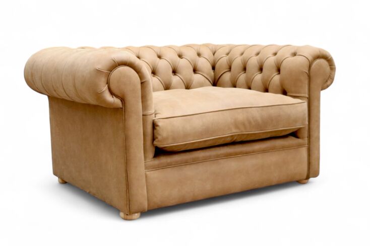 Chesterfield XL Cuddler Alfie Low Back Club Armchair Brunel Light Tan Leather