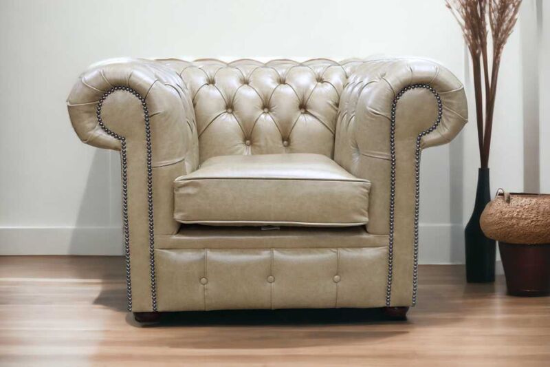 Product photograph of Chesterfield Club Chair Old English Parchment Leather from Designer Sofas 4U