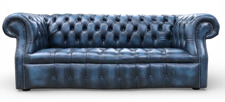 Chesterfield Darcy 3 Seater Antique Blue Leather Sofa Offer