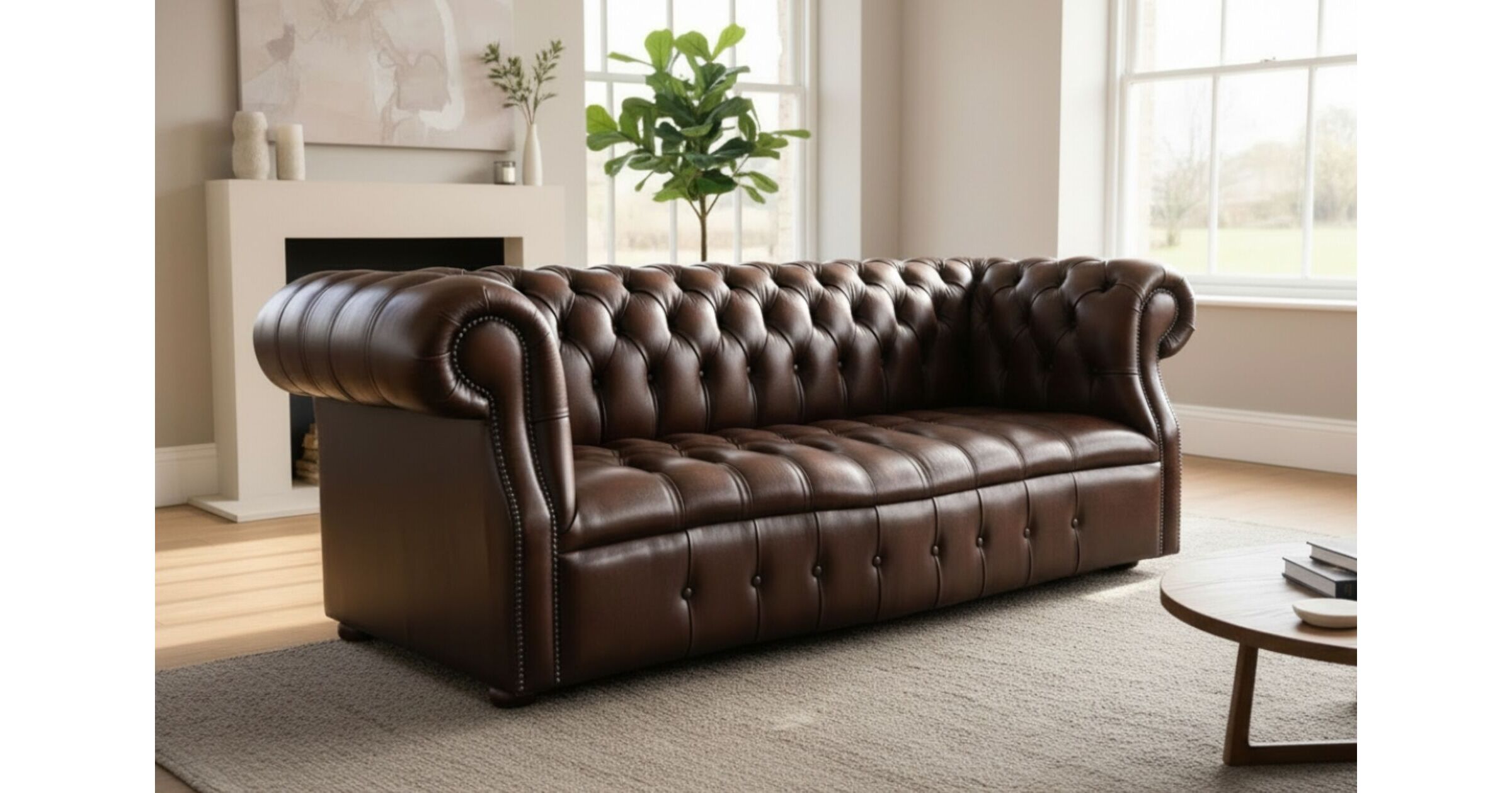 Chesterfield Darcy 3 Seater Antique Brown Leather Sofa | DesignerSofas4U