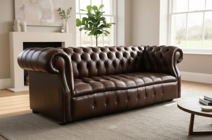 Chesterfield Darcy 3 Seater Antique Brown Leather Sofa – Timeless Luxury & Comfort